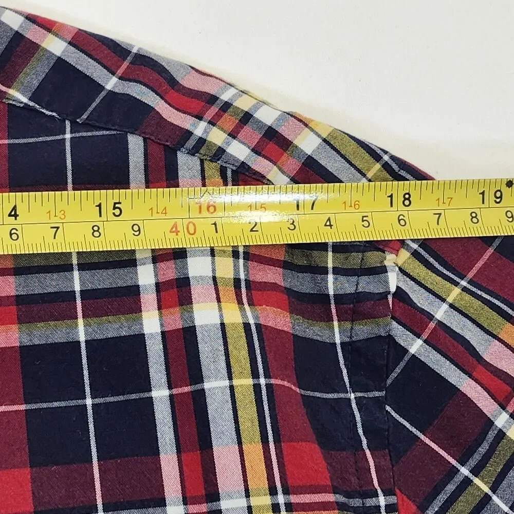 J Crew Mens Large Shirt Button Down Up Classic Flex Washed Plaid Long Sleeve